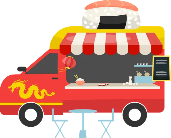 Asiatischer Fusion-Foodtruck  Illustration