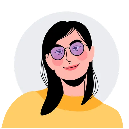 Asiatisches Mädchen mit Brille  Illustration