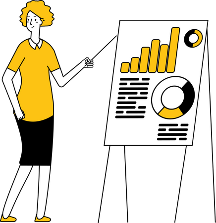 Asistente de negocios presentando estadísticas  Ilustración