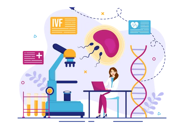 Asistente femenina trabajando en laboratorio  Ilustración