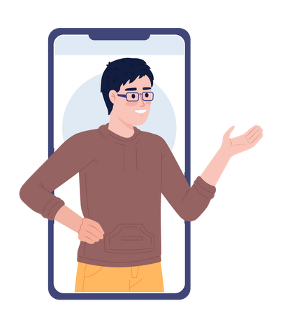 Asistente virtual personal en teléfono móvil  Ilustración