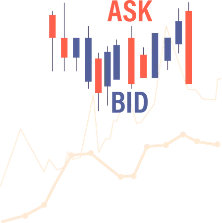 Ask and bid of market  Illustration