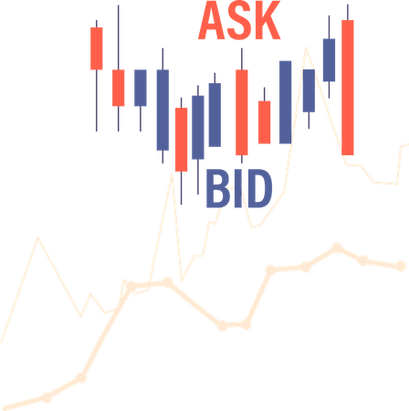 Ask and bid of market  Illustration