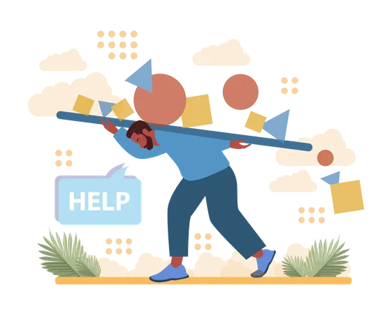 Asking For Help Concept Character Seeking Support From Other People Reaching For Assistance With A Problem Or Difficult Situation Flat Vector Illustration Illustration