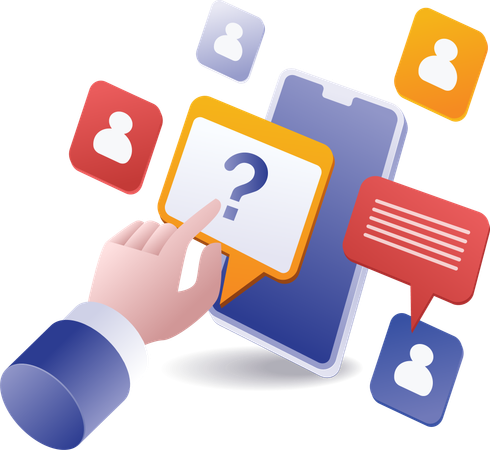 Asking questions in smartphone social media conversations  Illustration