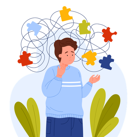 Asperger in emotional boy  Illustration