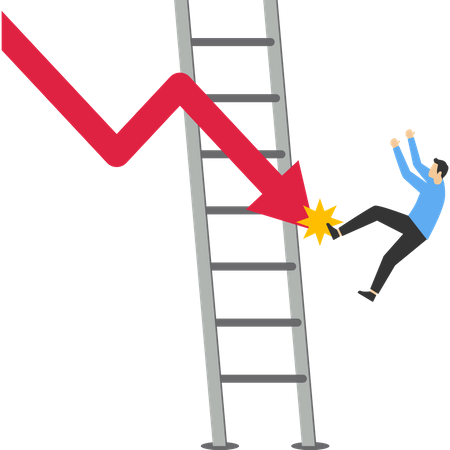 Empresário de aspiração caindo de escadas  Ilustração