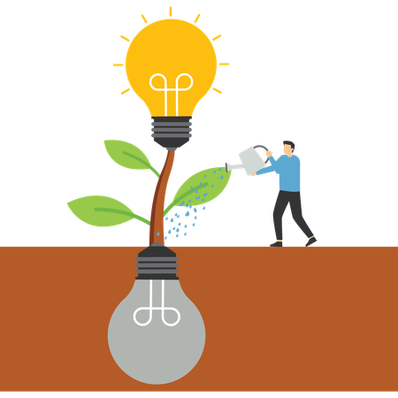 Aspiration and effort to invent new innovation  Illustration