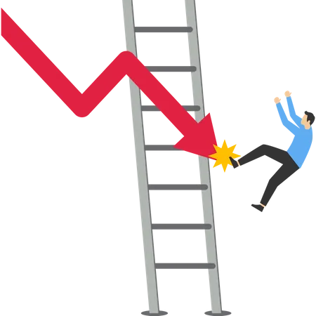 Aspiration Businessman Falling From Stair Cases Career Position Investor Losing Money Vector Illustration Design Concept In Flat Style Illustration