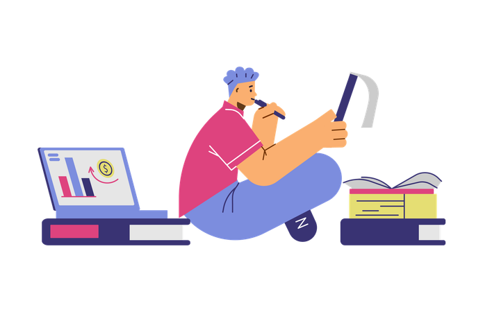 Aspiring businessman thinking about startup  Illustration