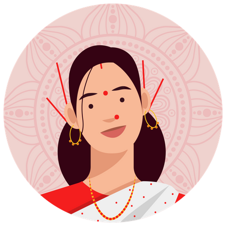 Assamesisch weiblich  Illustration