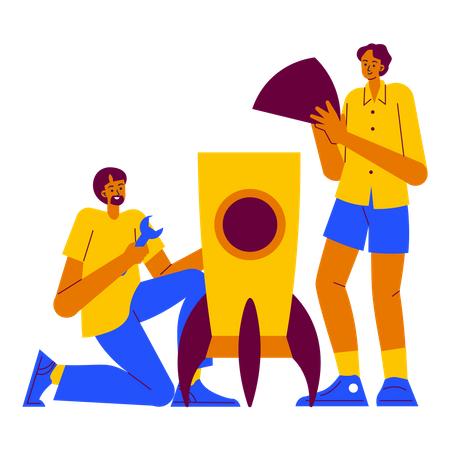 Assemblez un vaisseau spatial avec des amis  Illustration
