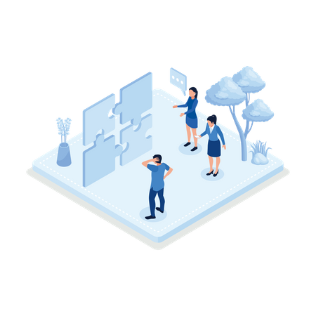 Assembling Jigsaw Puzzle  Illustration