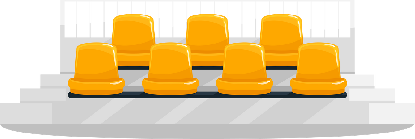 Assentos amarelos do estádio  Ilustração