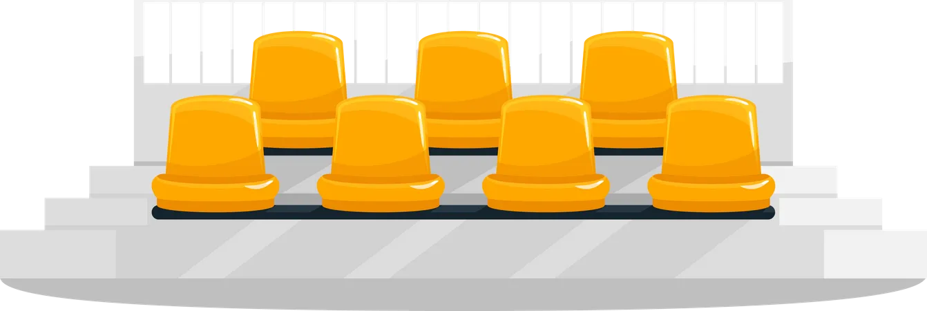 Assentos Do Estadio Amarelo Ilustracao Vetorial De Cor RGB Semi Plana Futebol Cadeiras De Torcedores De Futebol Assentos De Torcedores Fileiras De Bancos De Concerto Ao Ar Livre Objeto De Desenho Animado Isolado Em Fundo Branco Ilustração