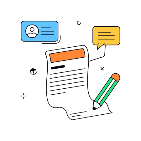 Assinatura do contrato de trabalho com crachá do funcionário e lápis.  Ilustração