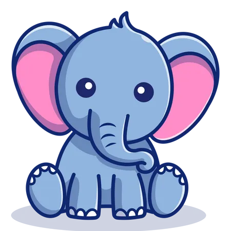 Bébé éléphant assis  Illustration