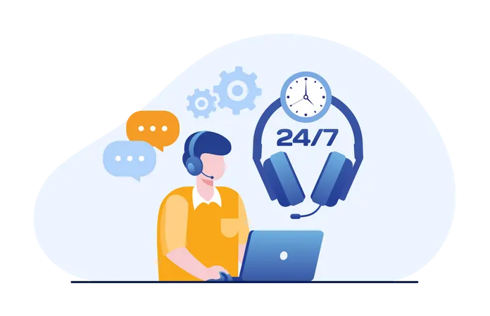 Assistance client 24 heures sur 24  Illustration