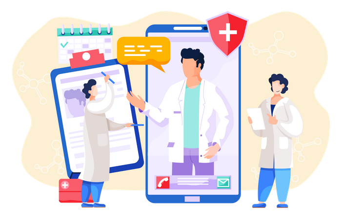 Assistance santé en ligne  Illustration