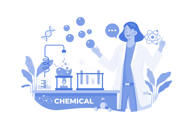 Assistant de laboratoire effectuant des tests chimiques  Illustration