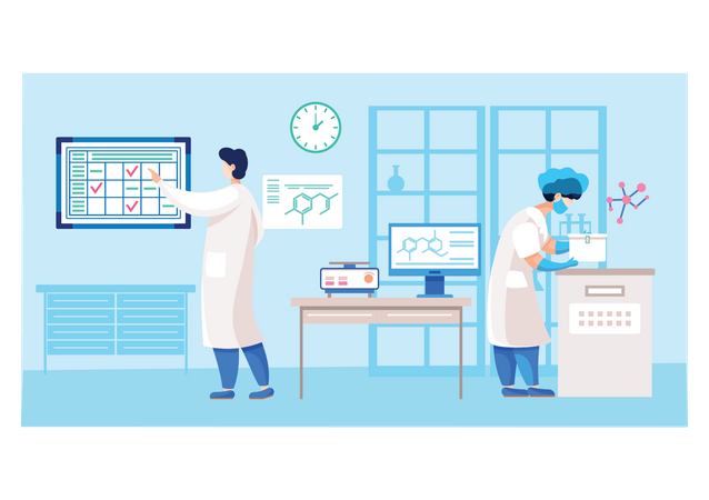 Assistant de laboratoire effectuant des tests de coronavirus  Illustration