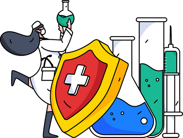 Assistant de laboratoire faisant des recherches  Illustration