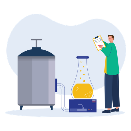 Assistant de laboratoire faisant une expérience  Illustration