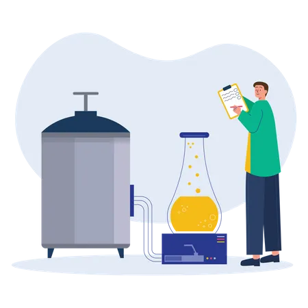 Assistant de laboratoire faisant une expérience  Illustration