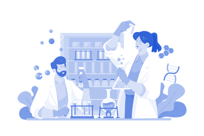 Assistant de laboratoire travaillant dans un laboratoire  Illustration