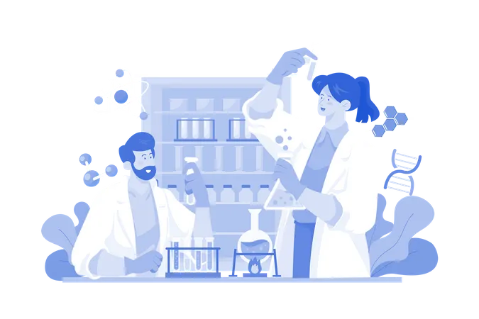 Assistant de laboratoire travaillant dans un laboratoire  Illustration