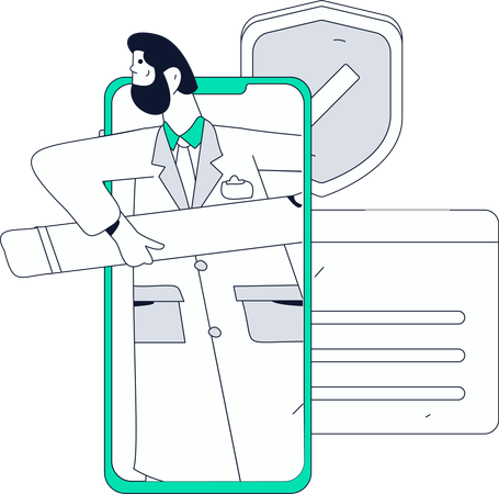 Assistant médecin travaillant à distance  Illustration