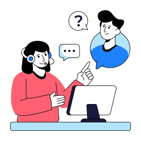 Assistant provides Customer Support  Illustration