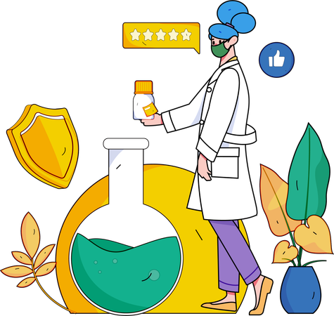 Assistants de laboratoire faisant des expériences  Illustration