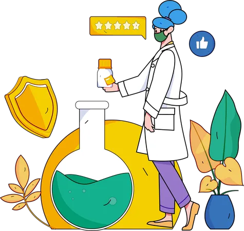 Assistants de laboratoire faisant des expériences  Illustration