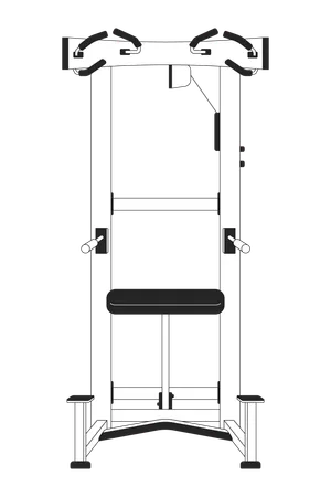 Assisted Pullup Machine Flat Monochrome Isolated Vector Object Gym Equipment Pull Ups For Upper Body Strength Editable Black And White Line Art Drawing Simple Outline Spot Illustration For Design Illustration