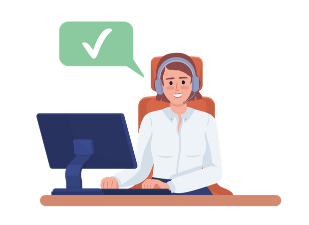 Assistente de call center feminino sorridente  Ilustração