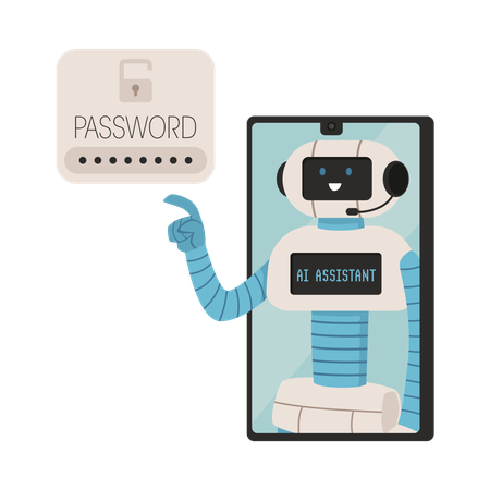 Assistente de inteligência artificial e serviço de chatbot  Ilustração