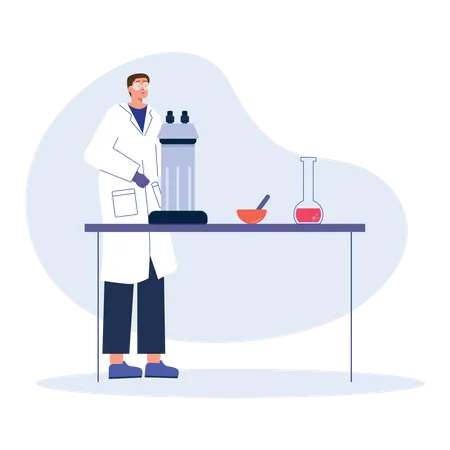 Assistente de laboratório fazendo pesquisa diagnóstica  Ilustração