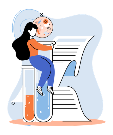 Assistente de laboratório fazendo pesquisa diagnóstica  Ilustração