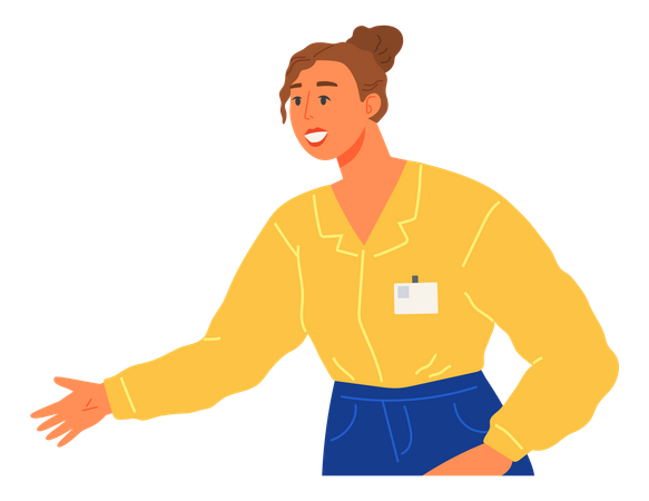 Assistente de loja conversando com alguém  Ilustração