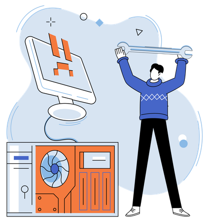 Assistentes técnicos fornecem orientação e suporte na utilização de tecnologias complexas  Ilustração