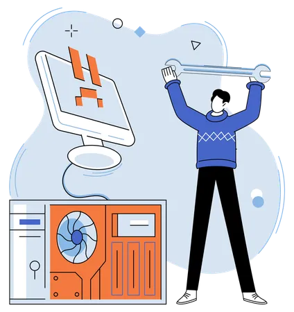 Assistentes técnicos fornecem orientação e suporte na utilização de tecnologias complexas  Ilustração