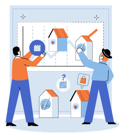 Associates with diverse skill contribute to success business  Illustration