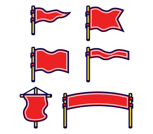 Assorted Blank Flag Bold Outline Set  Illustration