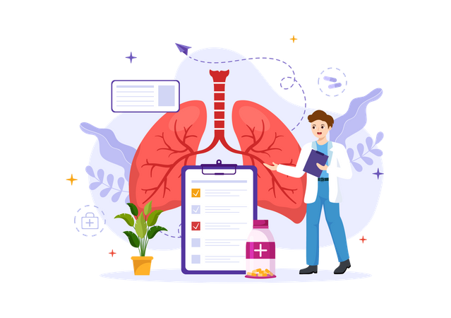 Asthma Disease examination  Illustration