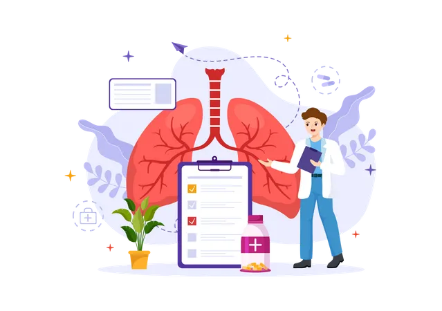 Asthma Disease examination  Illustration