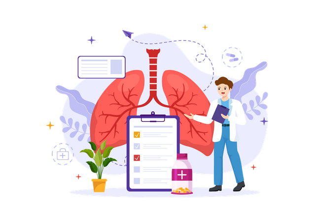 Asthma Disease examination  Illustration