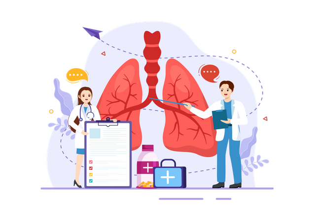 Asthma Disease in Healthcare  Illustration