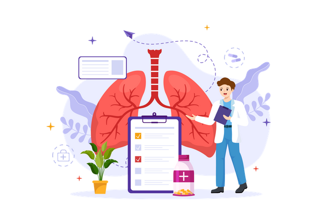 Untersuchung der Asthma-Krankheit  Illustration