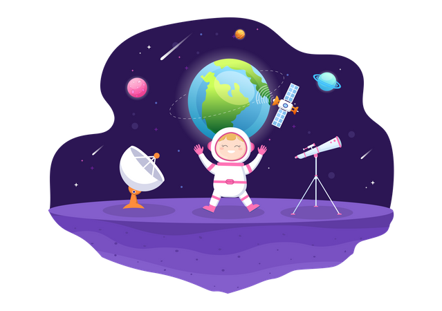 Astronaut auf dem Mond  Illustration